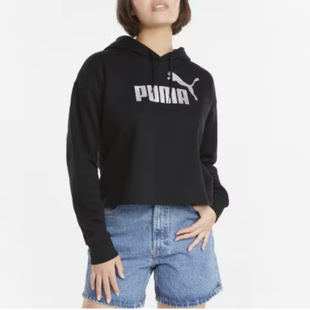 { puma } hooded cropped sweatshirt
